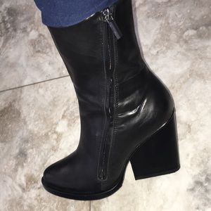 & OTHER STORIES BLACK REAL GENUINE SOFT LEATHER SIDE ZIPPER BOOTS WORN…